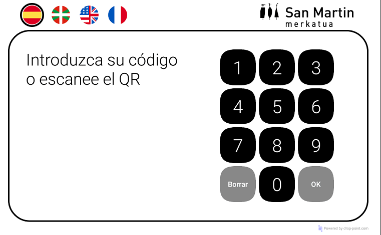 Interfaz de la taquilla del Mercado San Martín, en cuatro idiomas