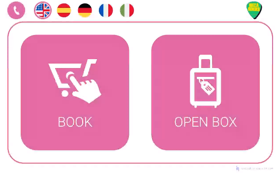 Interfaz rosa de la consigna de Ibiza Rocks: book y open box
