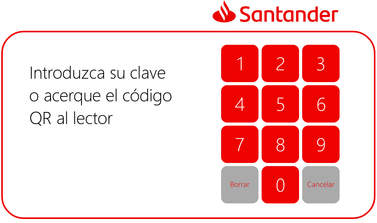 Interfaz de pantalla de la consigna de Banco Santander