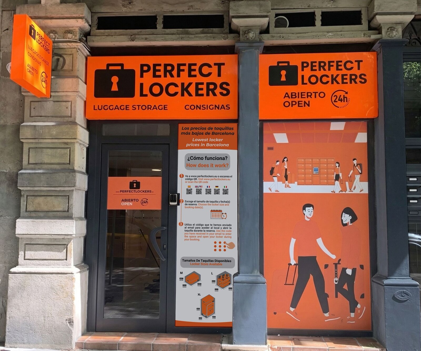 Fachada de Perfect Lockers en el carrer de Muntaner, junto a la Universitat